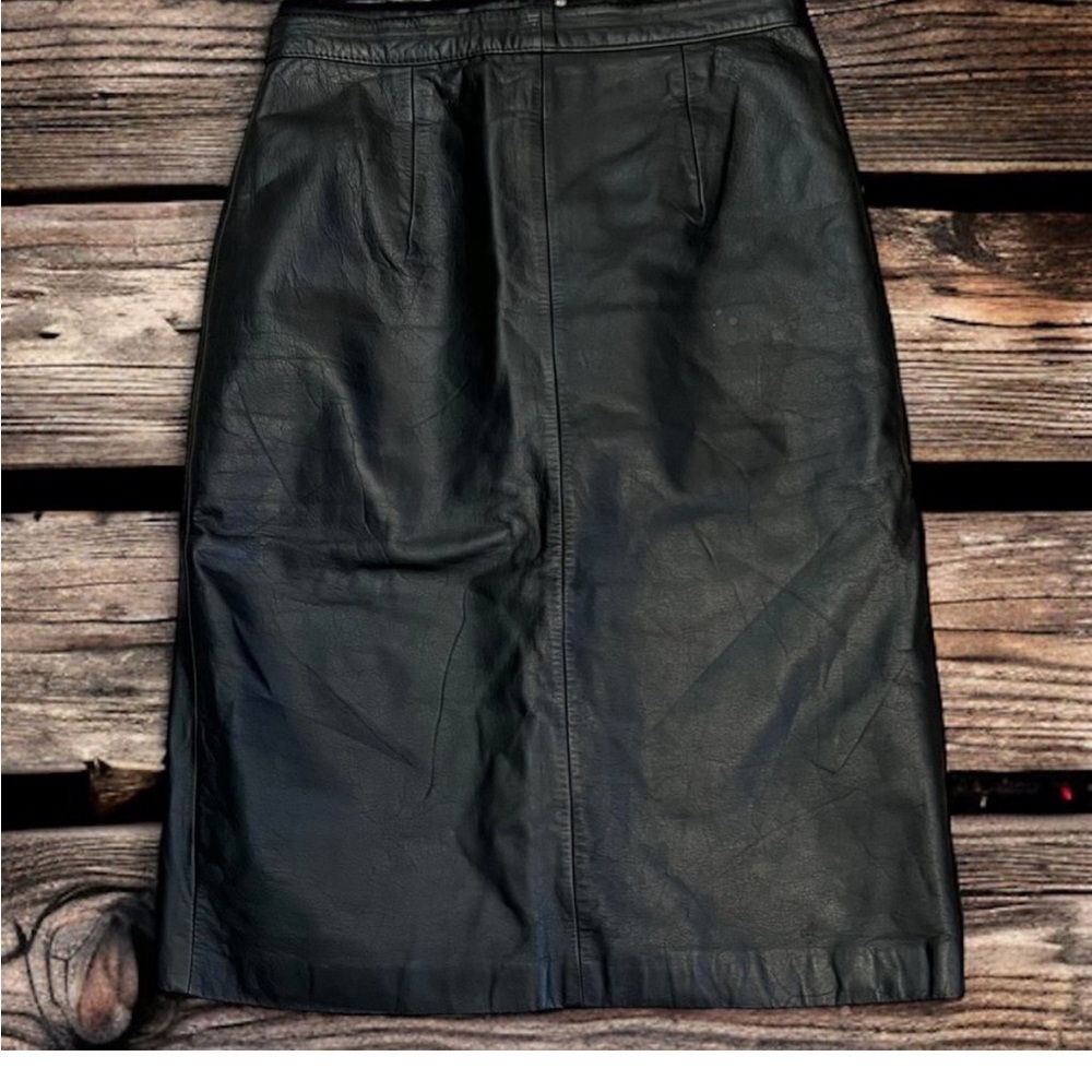Vintage BP Brass Plum Black Leather Pencil Skirt Size 5